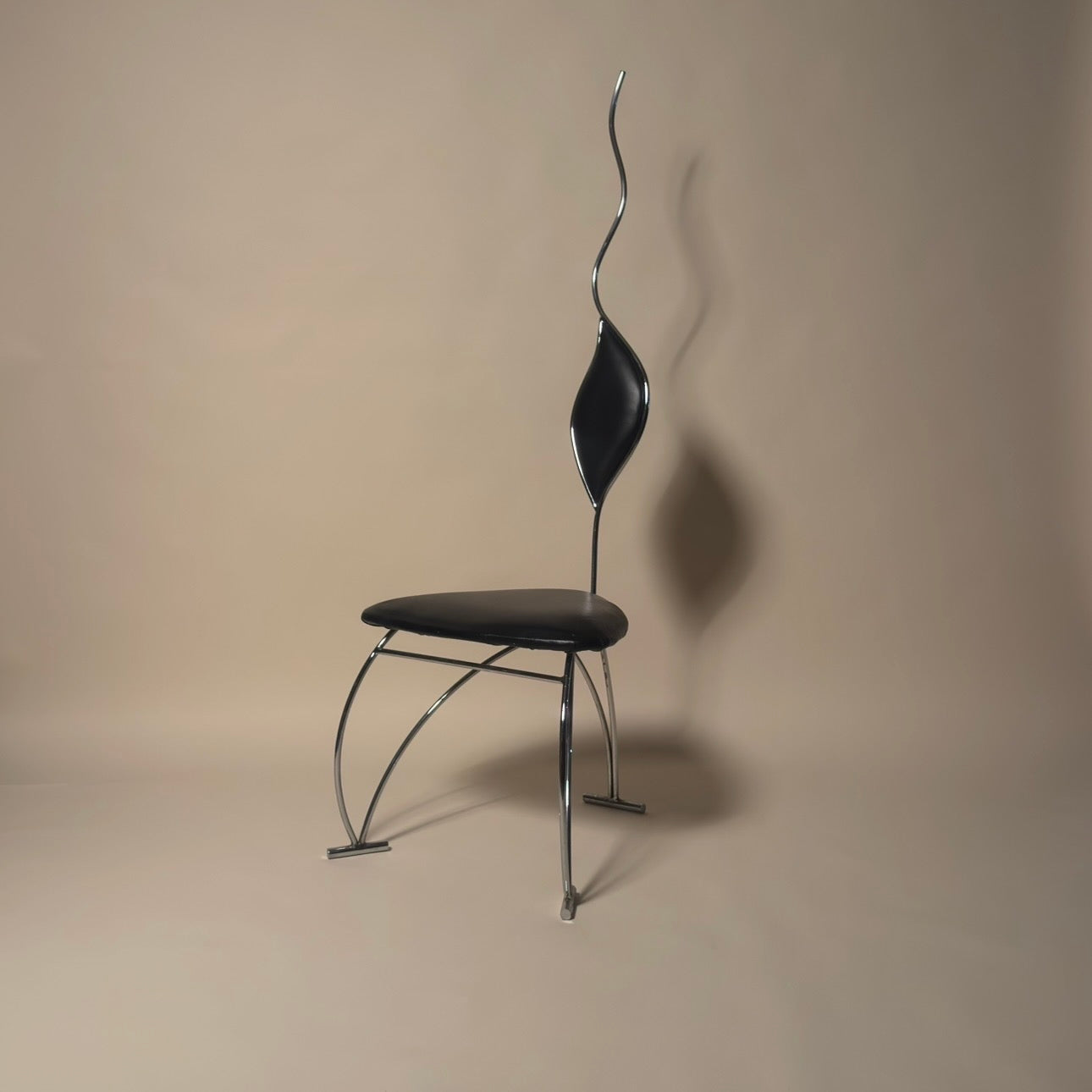 Vintage Leather & Steel Sculptural Chair