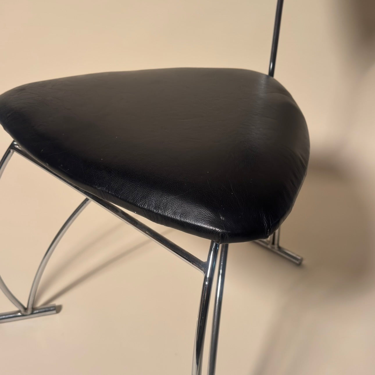 Vintage Leather & Steel Sculptural Chair