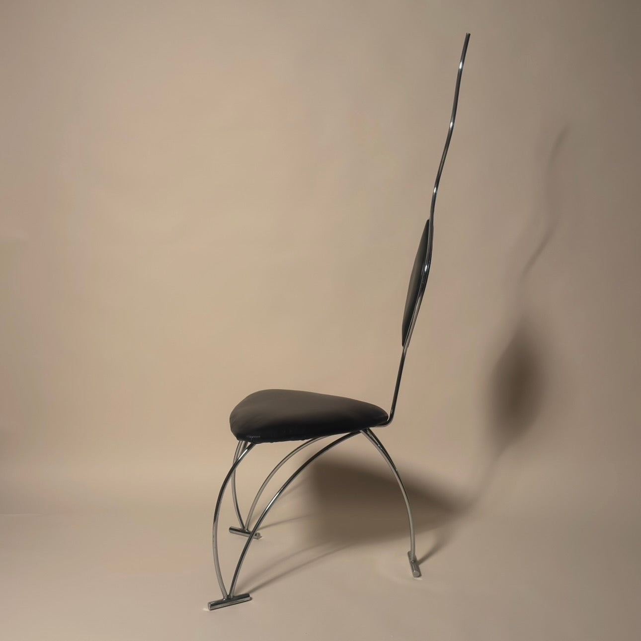 Vintage Leather & Steel Sculptural Chair