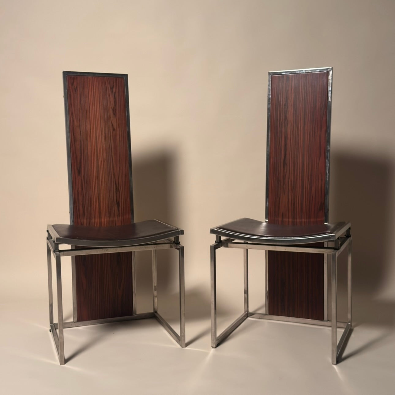 1970’s Chrome Wood & Leather Chairs