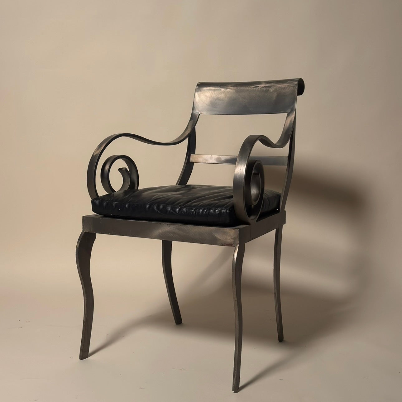 Pair of Vintage Brushed Steel Arm Chairs