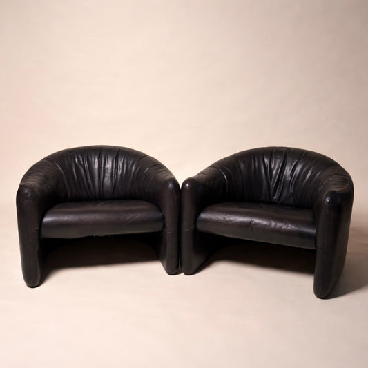 Jules Heumann for Metropolitan Pair of Leather Club Chairs