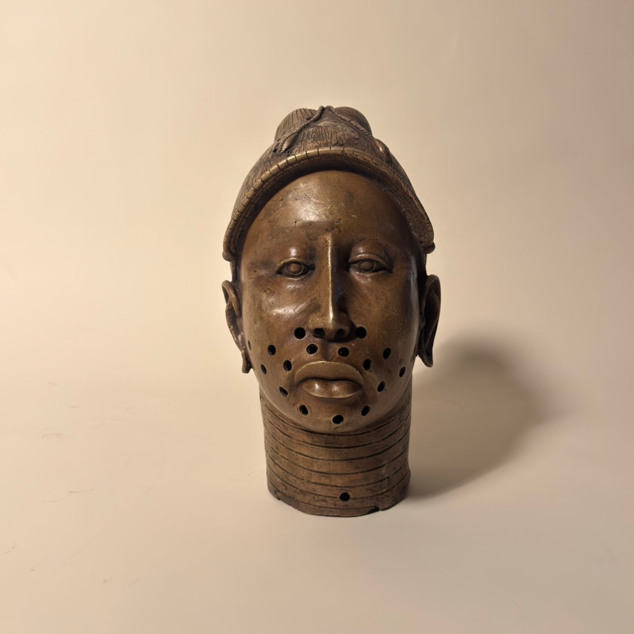 Pair of Nigerian Bronze Heads, 19th Century