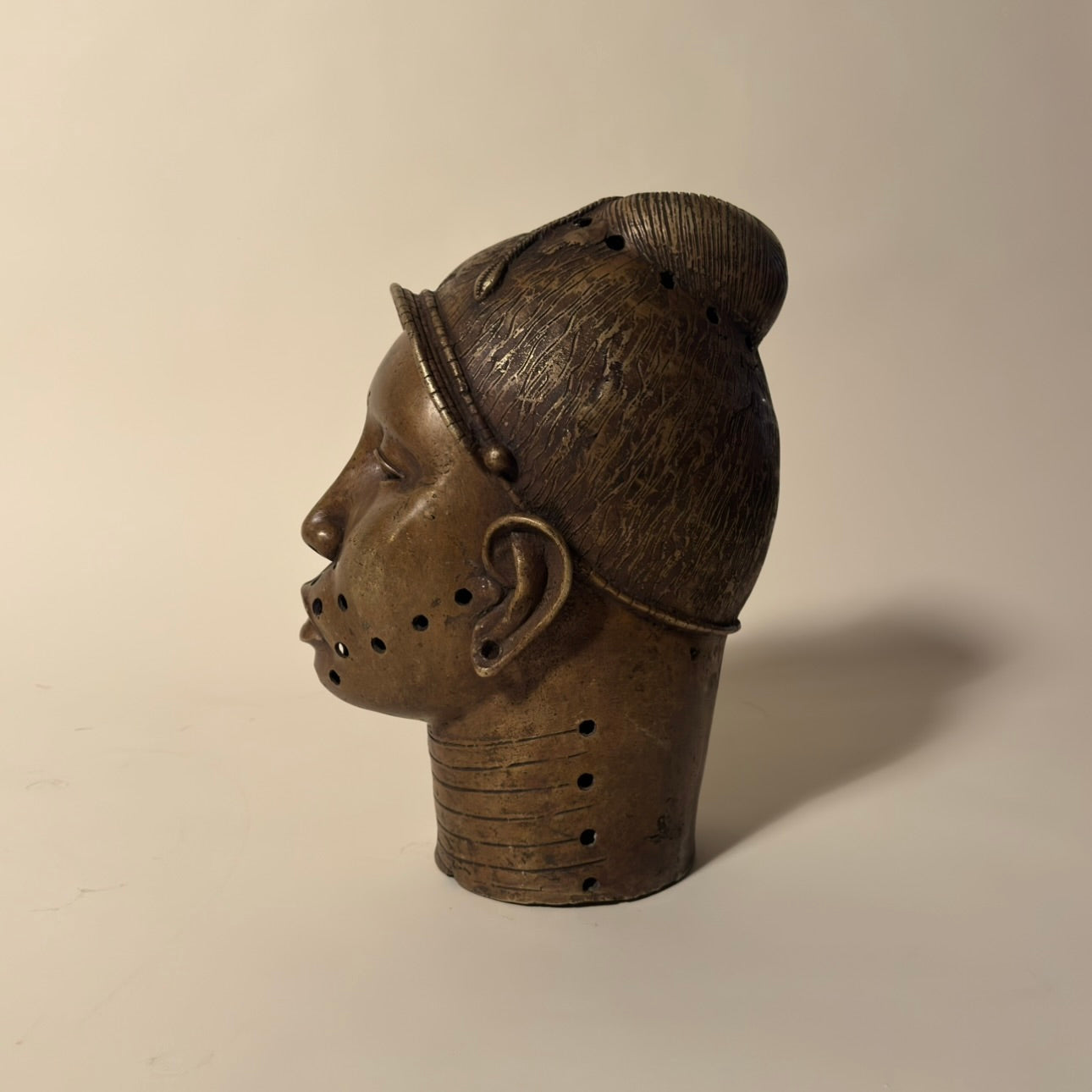 Pair of Nigerian Bronze Heads, 19th Century