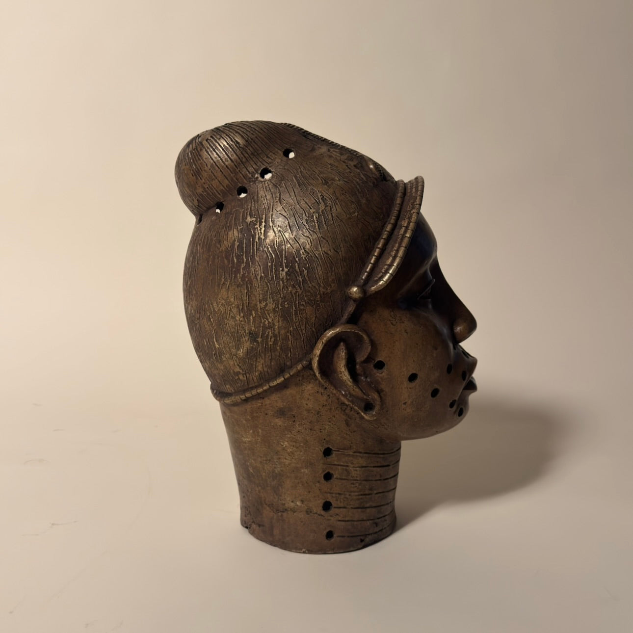 Pair of Nigerian Bronze Heads, 19th Century