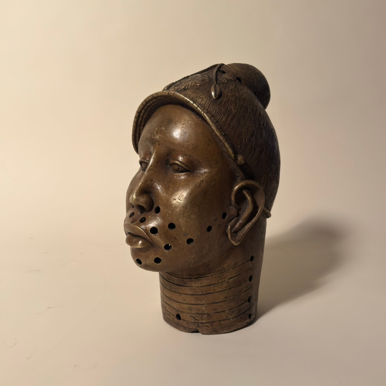 Pair of Nigerian Bronze Heads, 19th Century