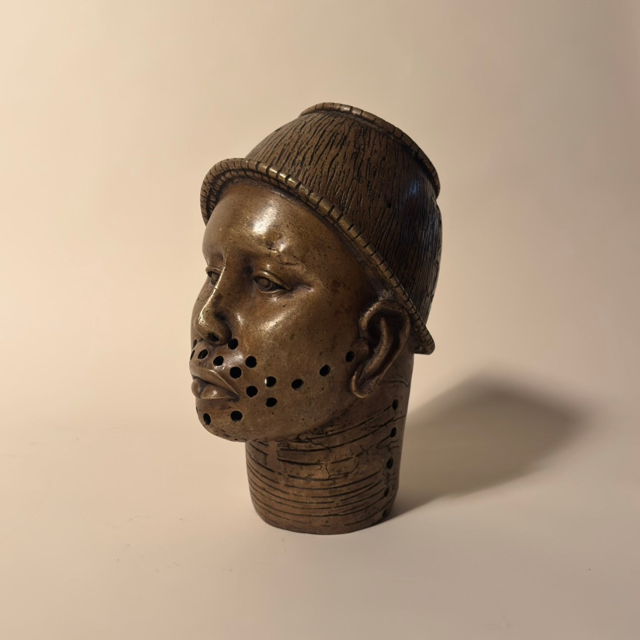 Pair of Nigerian Bronze Heads, 19th Century