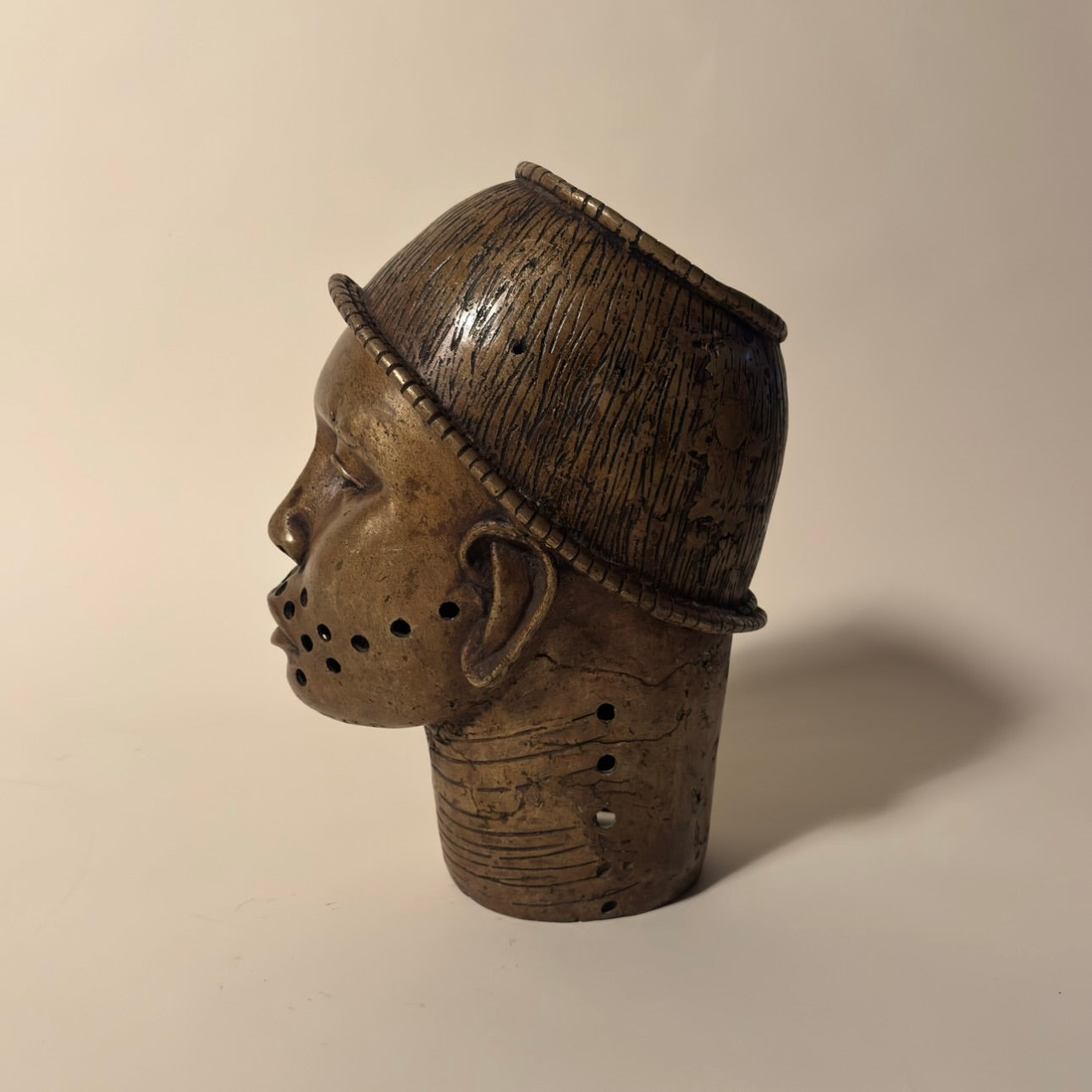 Pair of Nigerian Bronze Heads, 19th Century