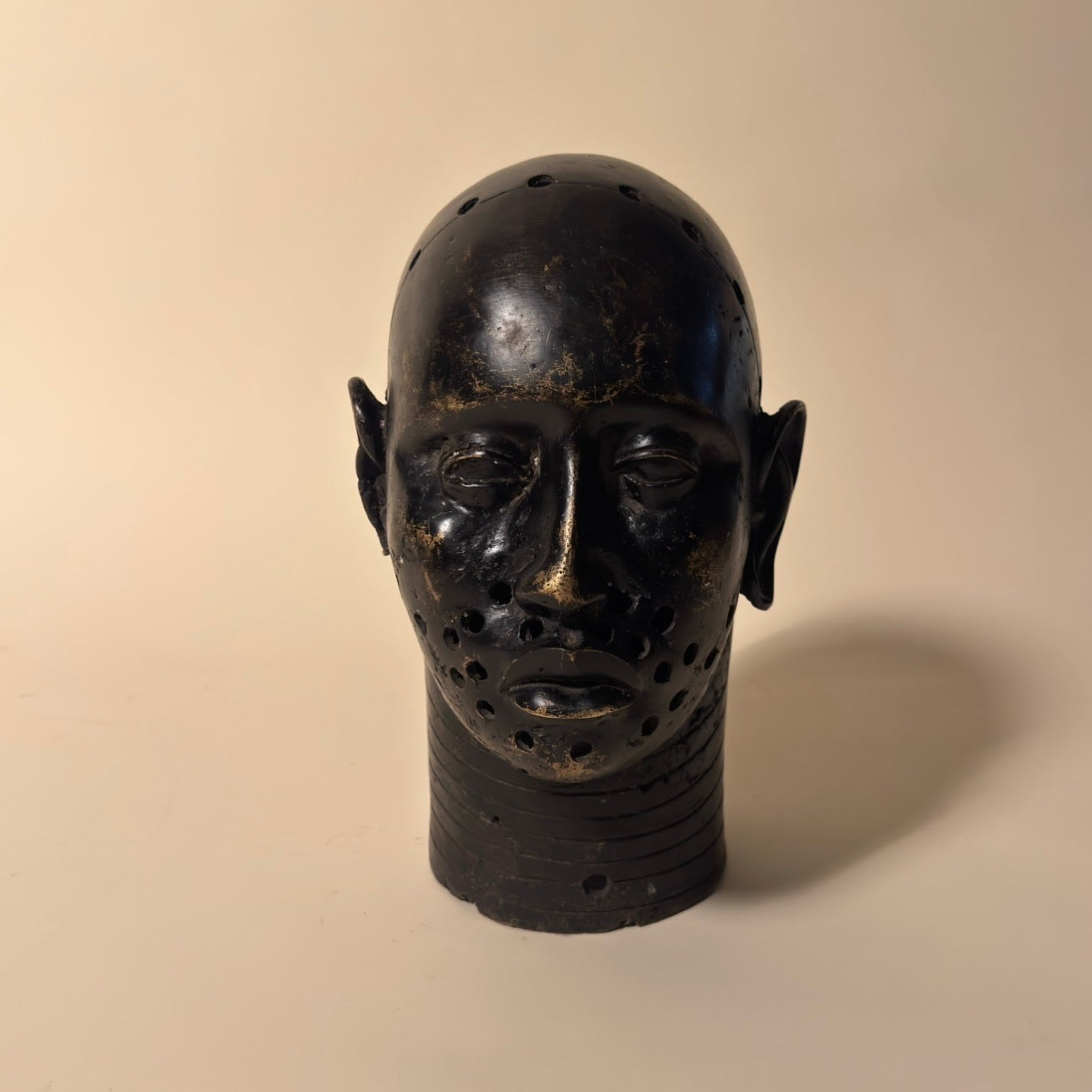 Pair of Nigerian Bronze Heads, 19th Century (Black)