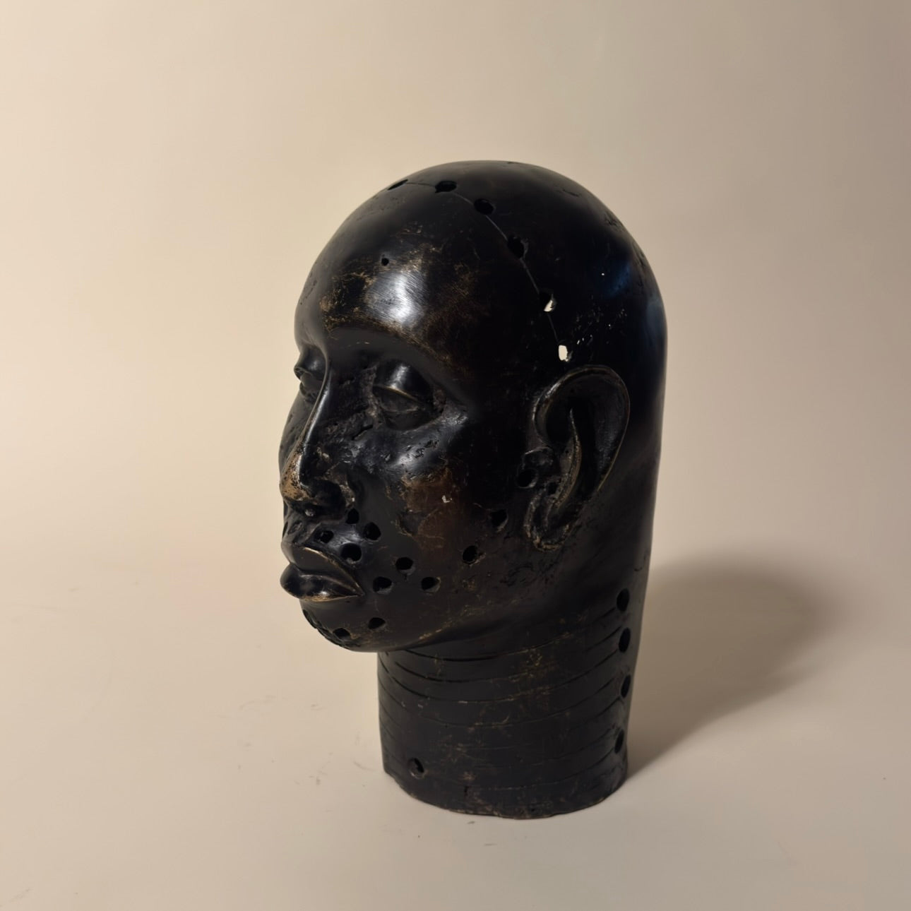Pair of Nigerian Bronze Heads, 19th Century (Black)