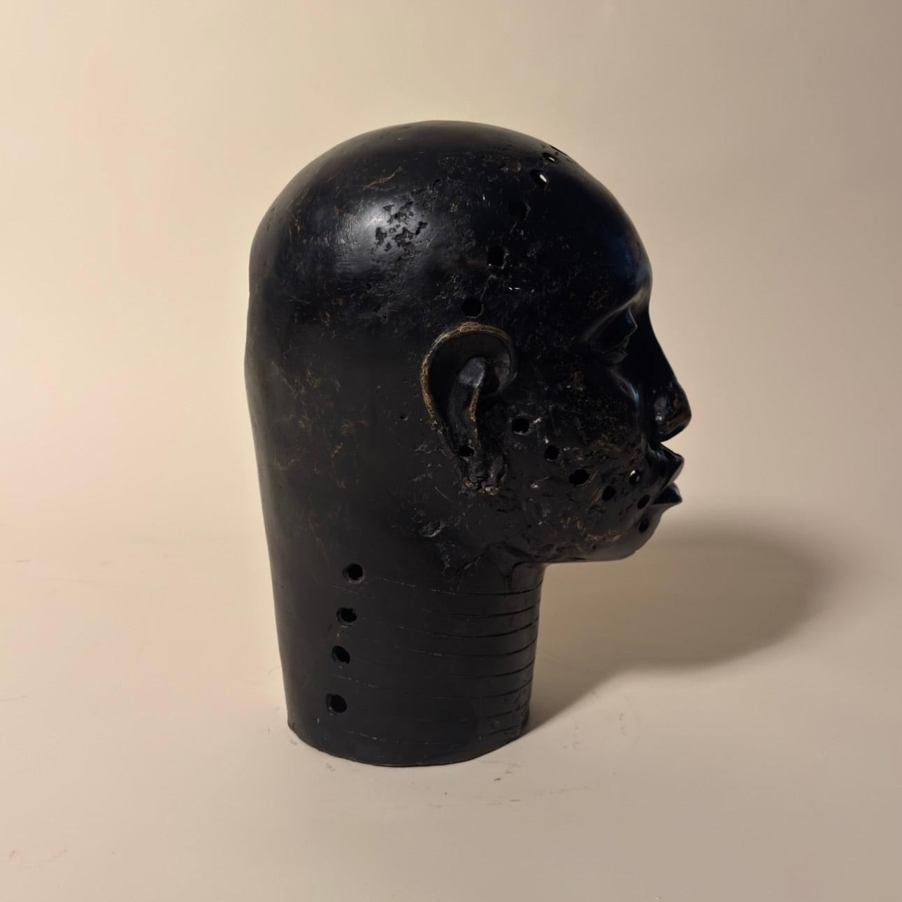 Pair of Nigerian Bronze Heads, 19th Century (Black)