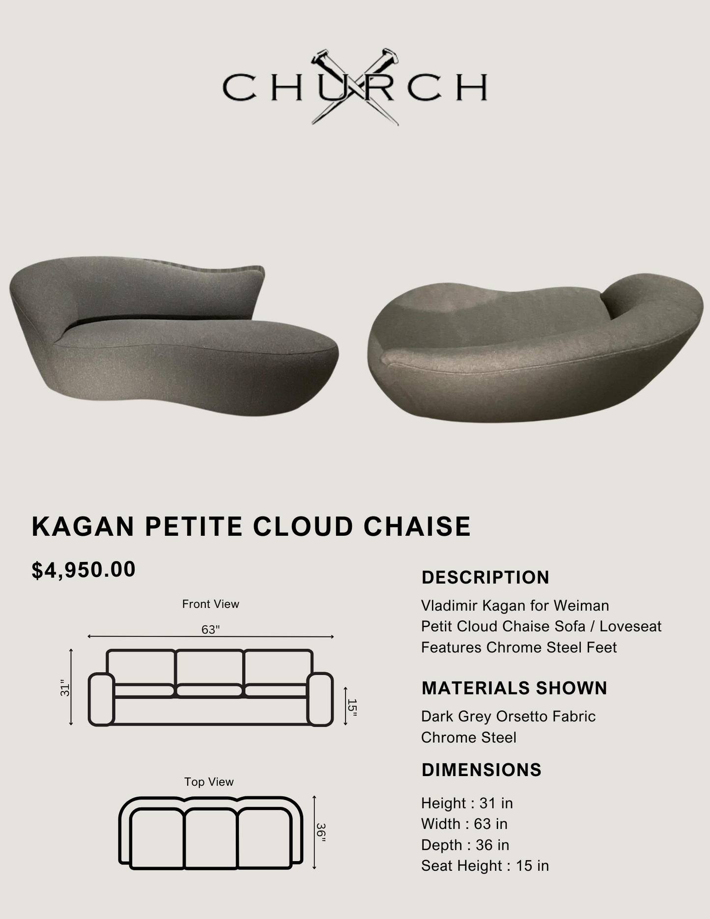 Kagan Petite Cloud Chaise
