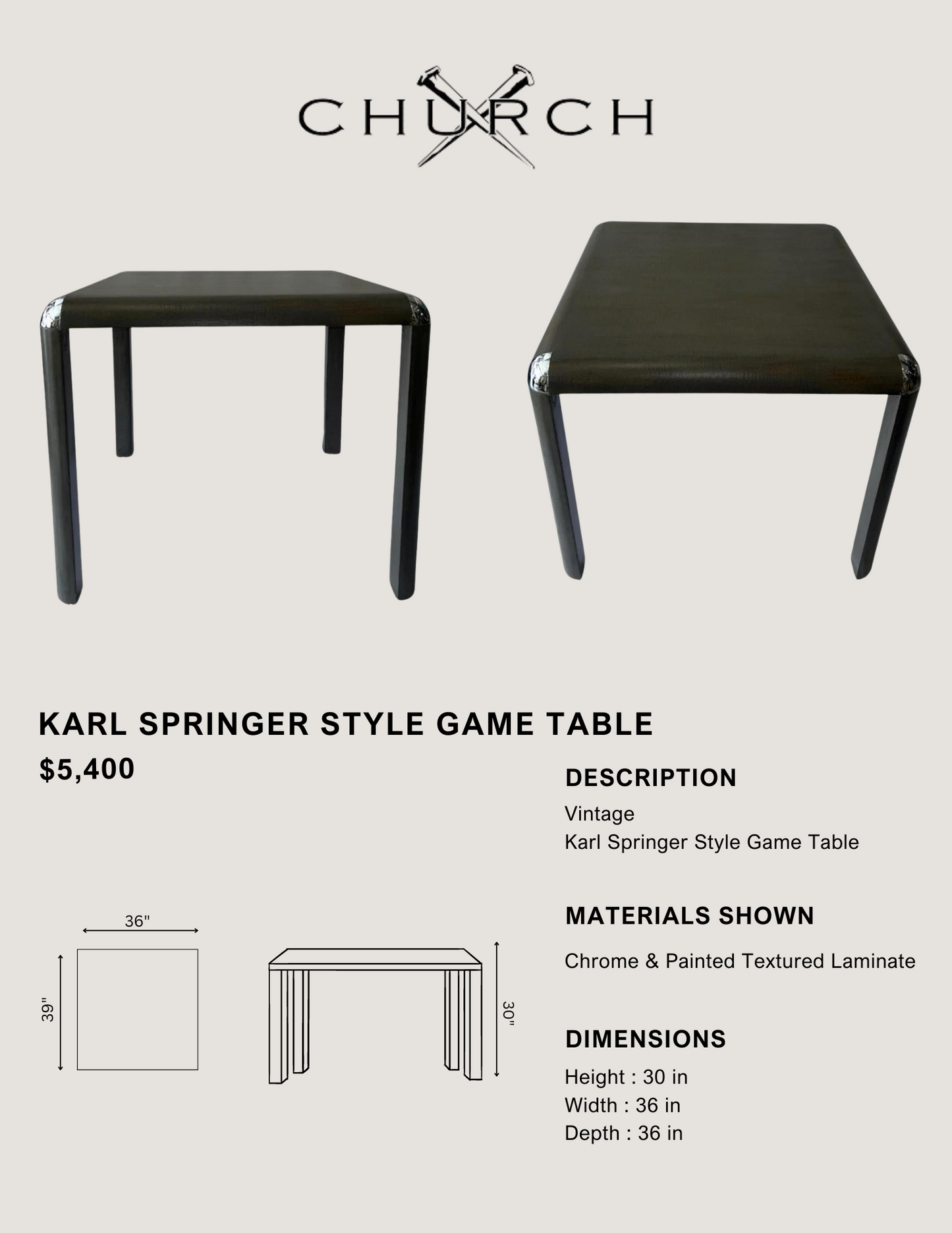 Karl Springer Style Game Table