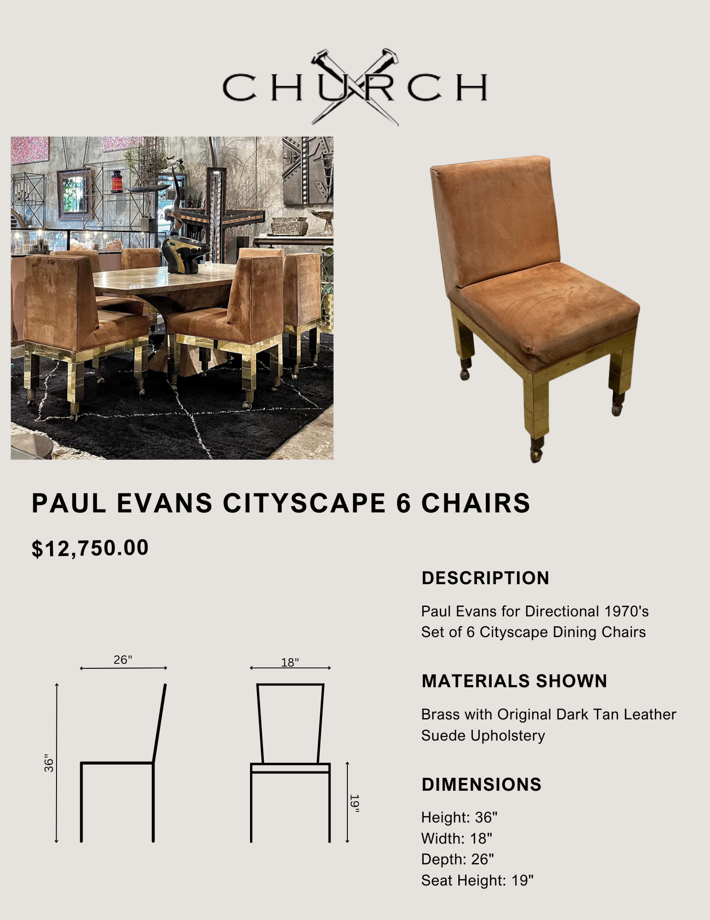 Paul Evans Cityscape 6 Chairs