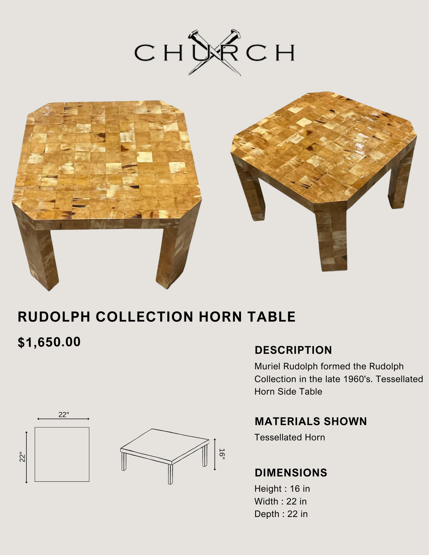 Rudolph Collection Horn Table