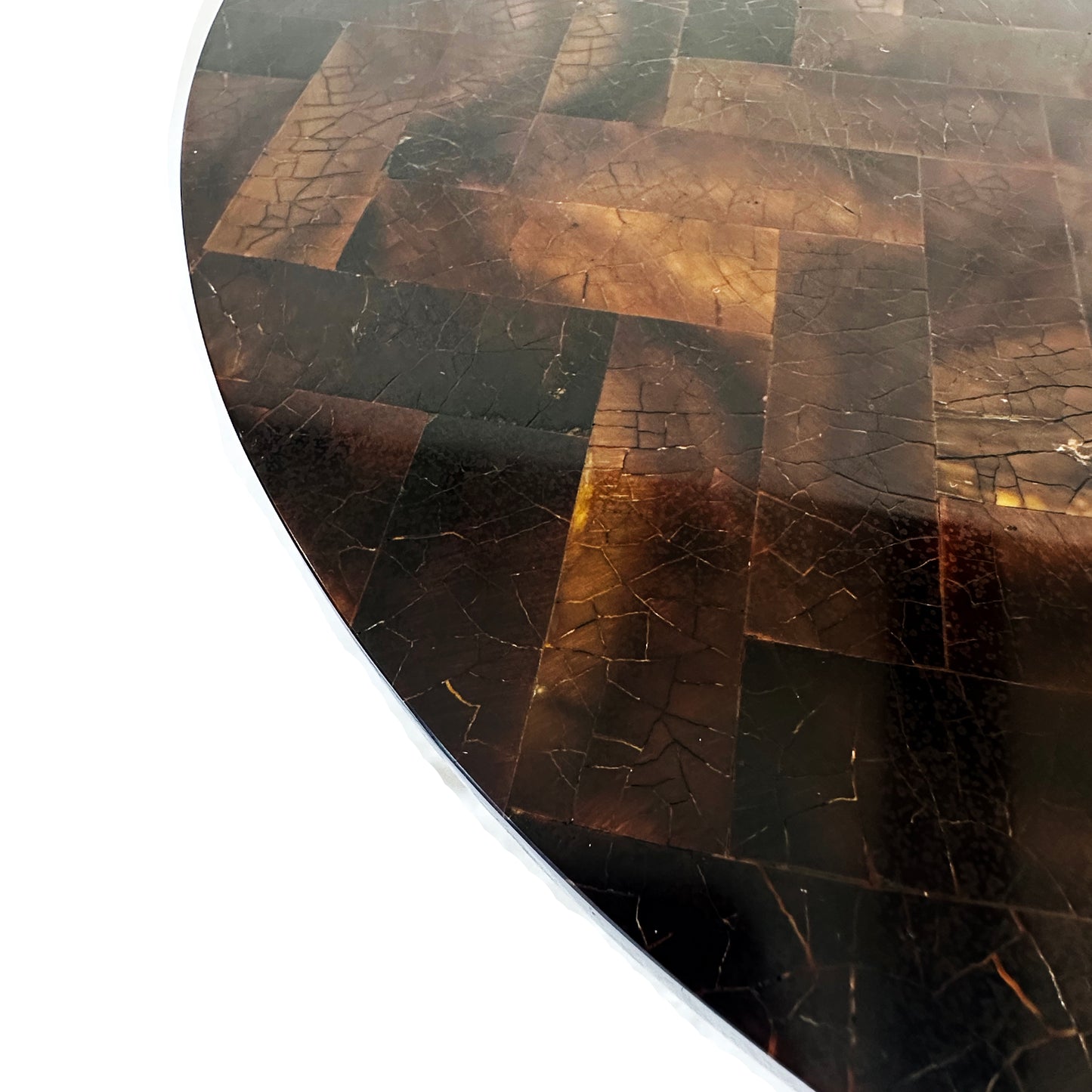 Tessellated Coconut Shell and Chrome Nesting Tables