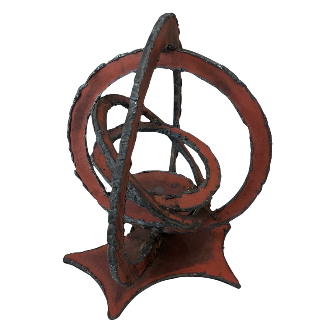 Brutalist Metal Abstract Gyroscope Sculpture