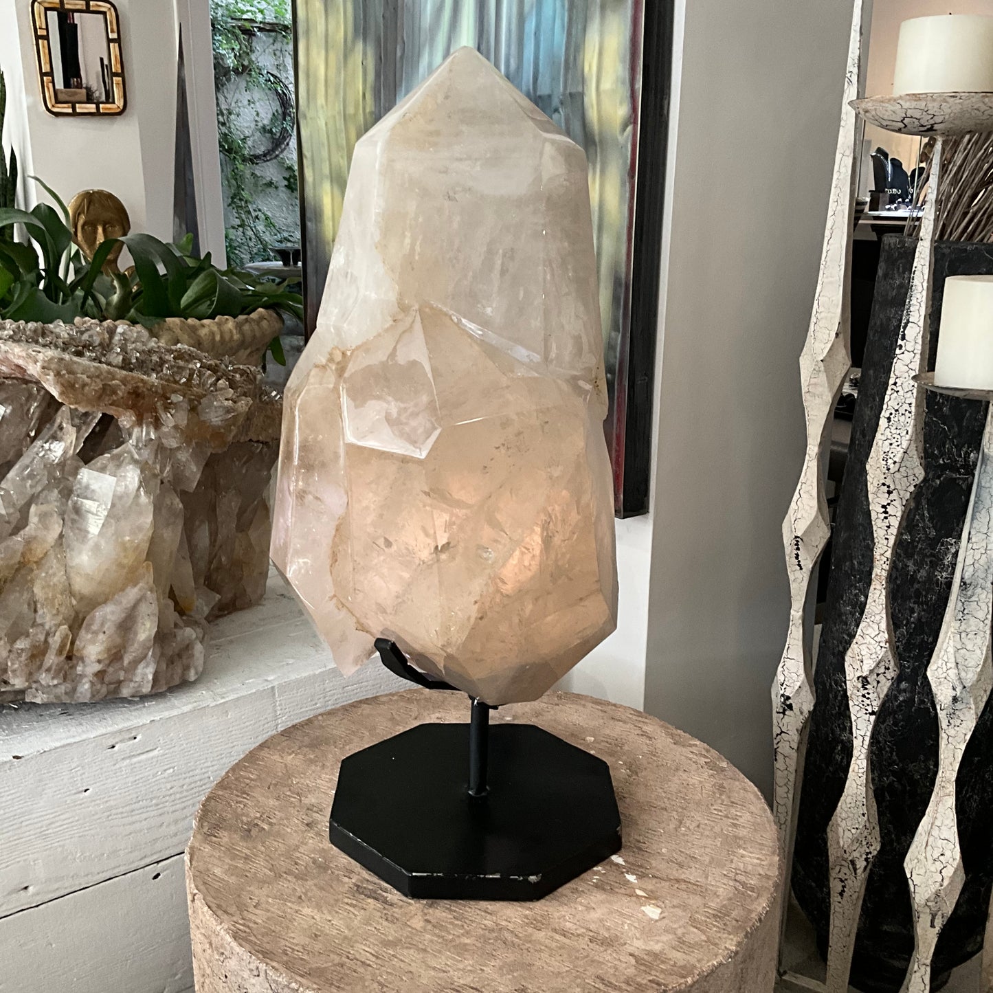 Large Citrine Crystal (126 LBS) on Metal Stand