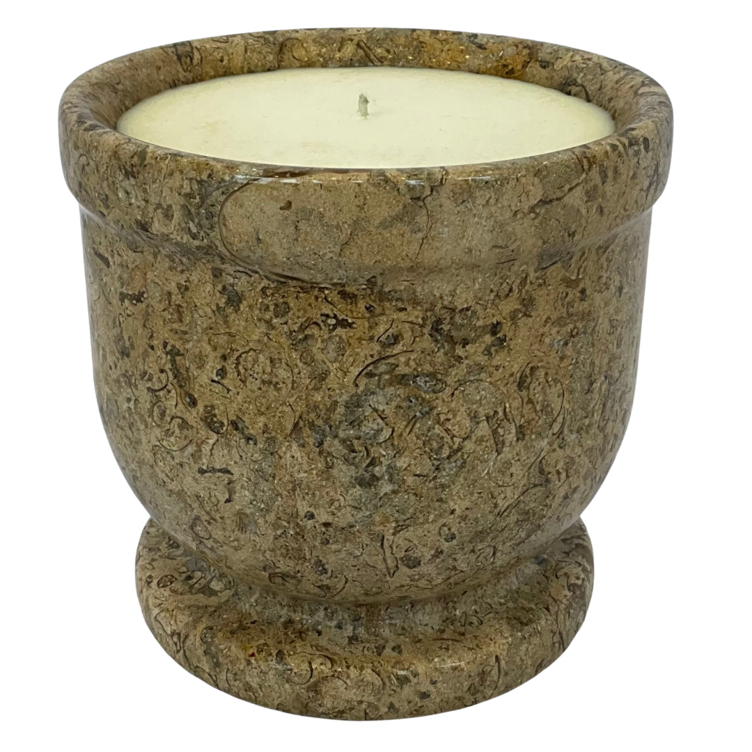 Dark Tan Marble Vessel Gardenia Candle