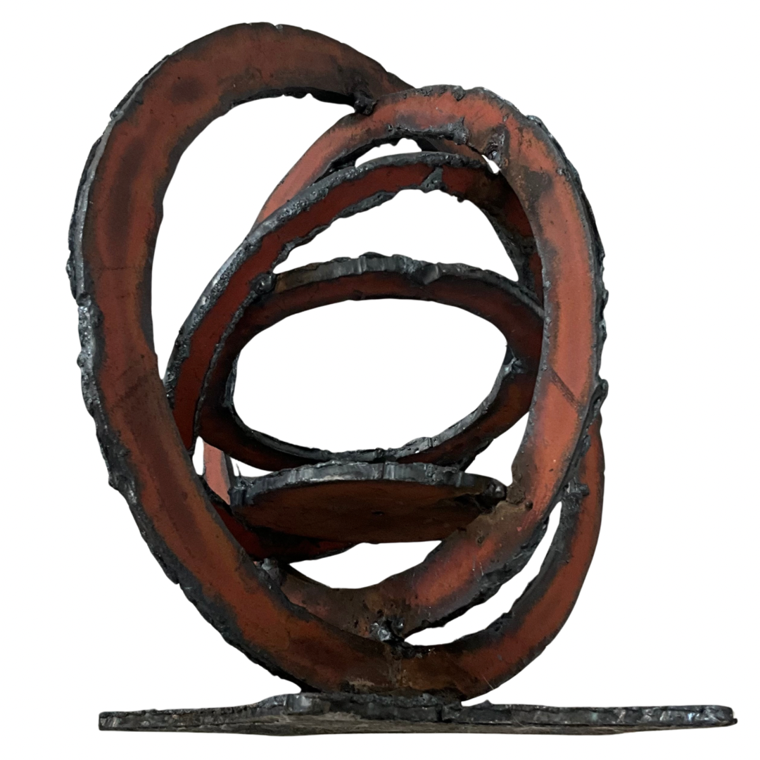 Brutalist Metal Abstract Gyroscope Sculpture