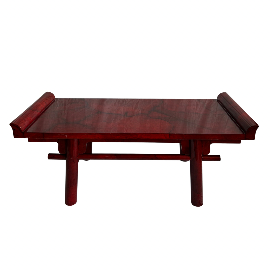 Karl Springer Red Lacquered Goatskin Table