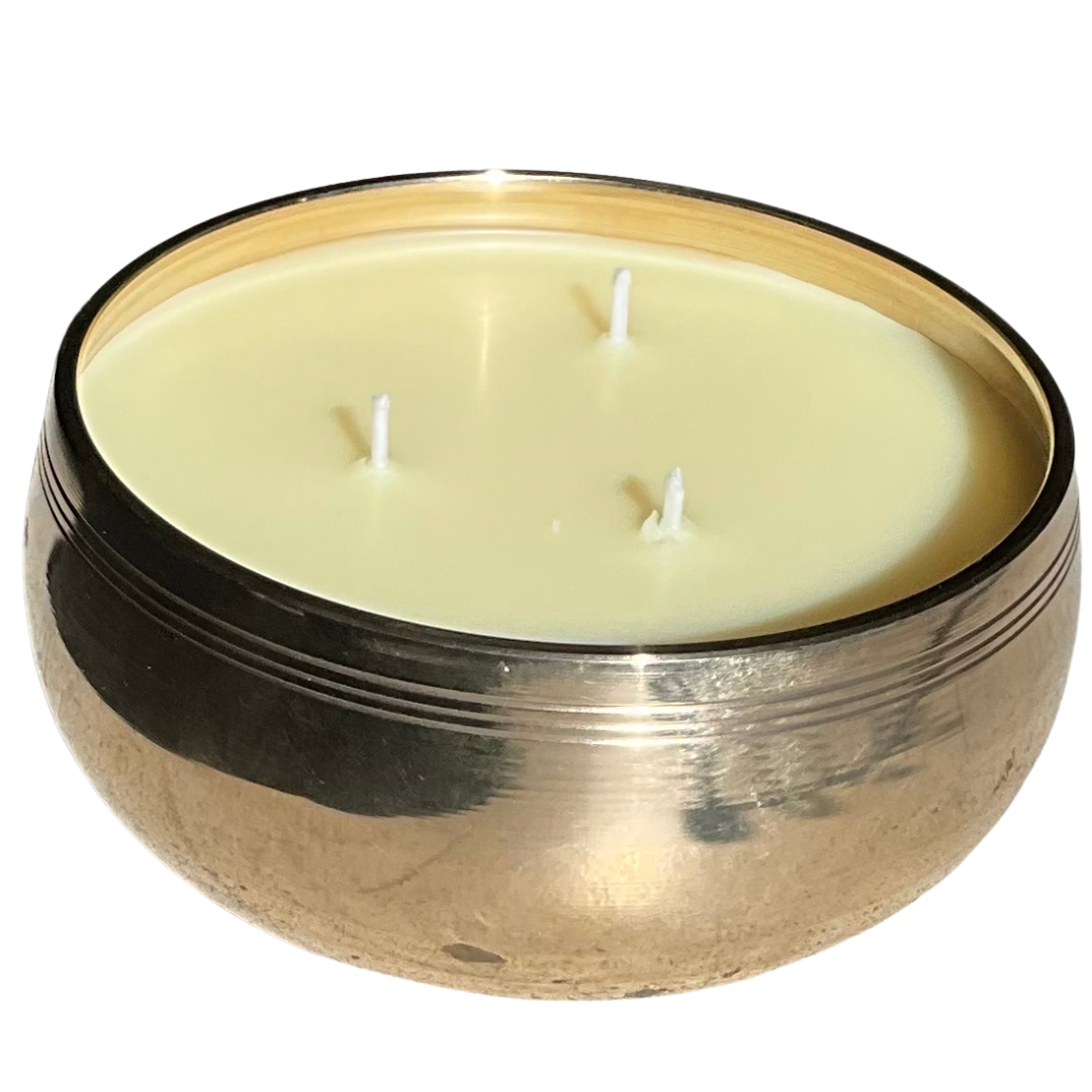 Medium Brass Sound Bowl - Gardenia Candle
