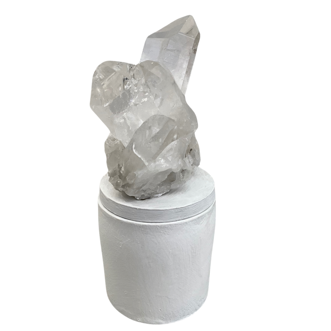 Clear Quartz Crystal Generators Lid Gardenia Candle...