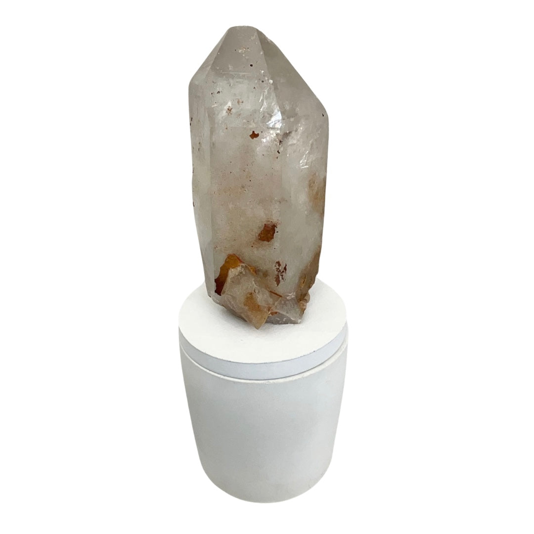 Abstract Quartz Crystal Generator Lid Gardenia Candle