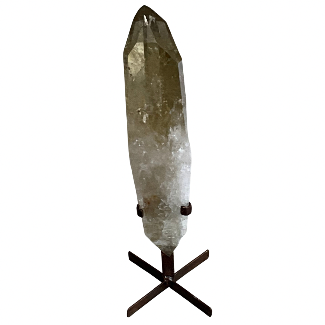 Large Citrine Crystal Point on Metal Stand