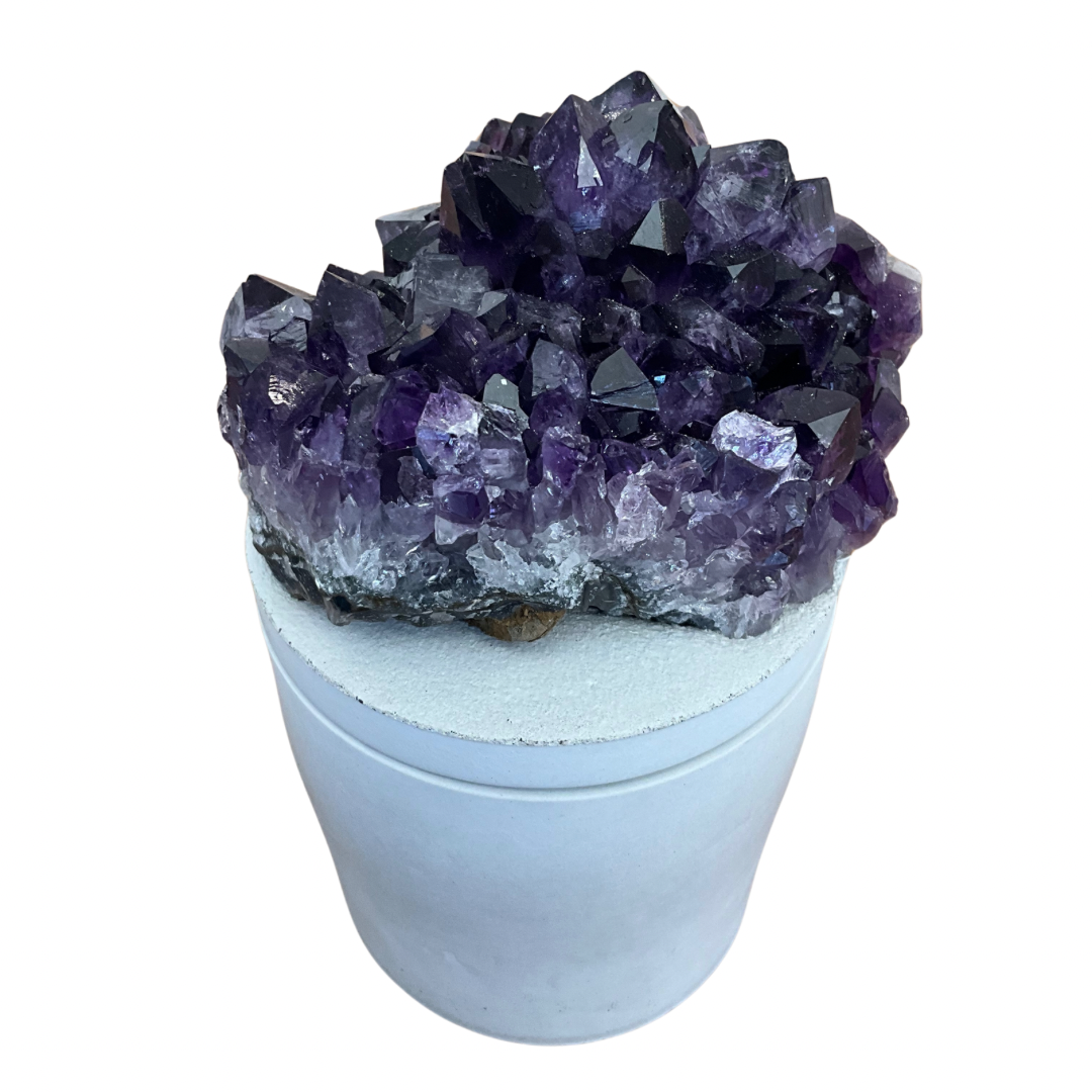 Amethyst Geode Crystal Lid Gardenia Candle 2