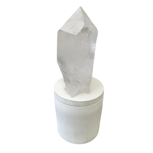 Quartz Crystal Generator Cluster Lid Gardenia Candle