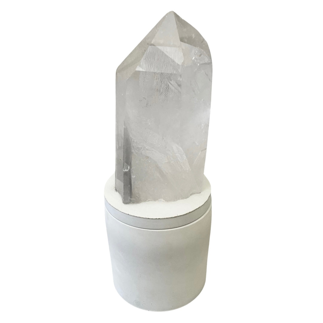 Quartz Crystal Generator Cluster Lid Gardenia Candle