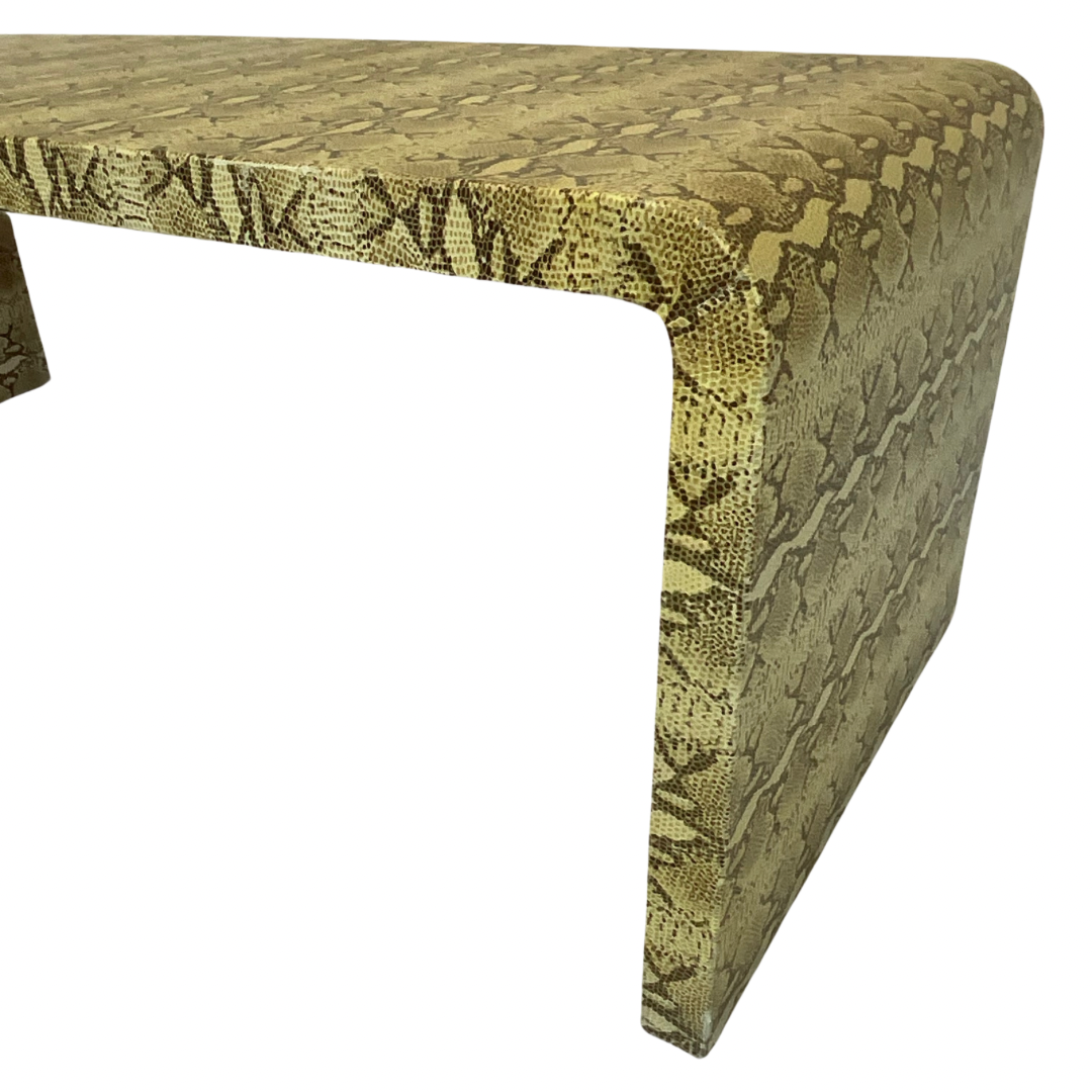 Vintage Snake Print Leather Waterfall Coffee Table