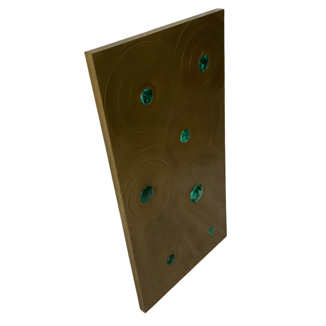 Brass Wall Hanging with Malachite Accents