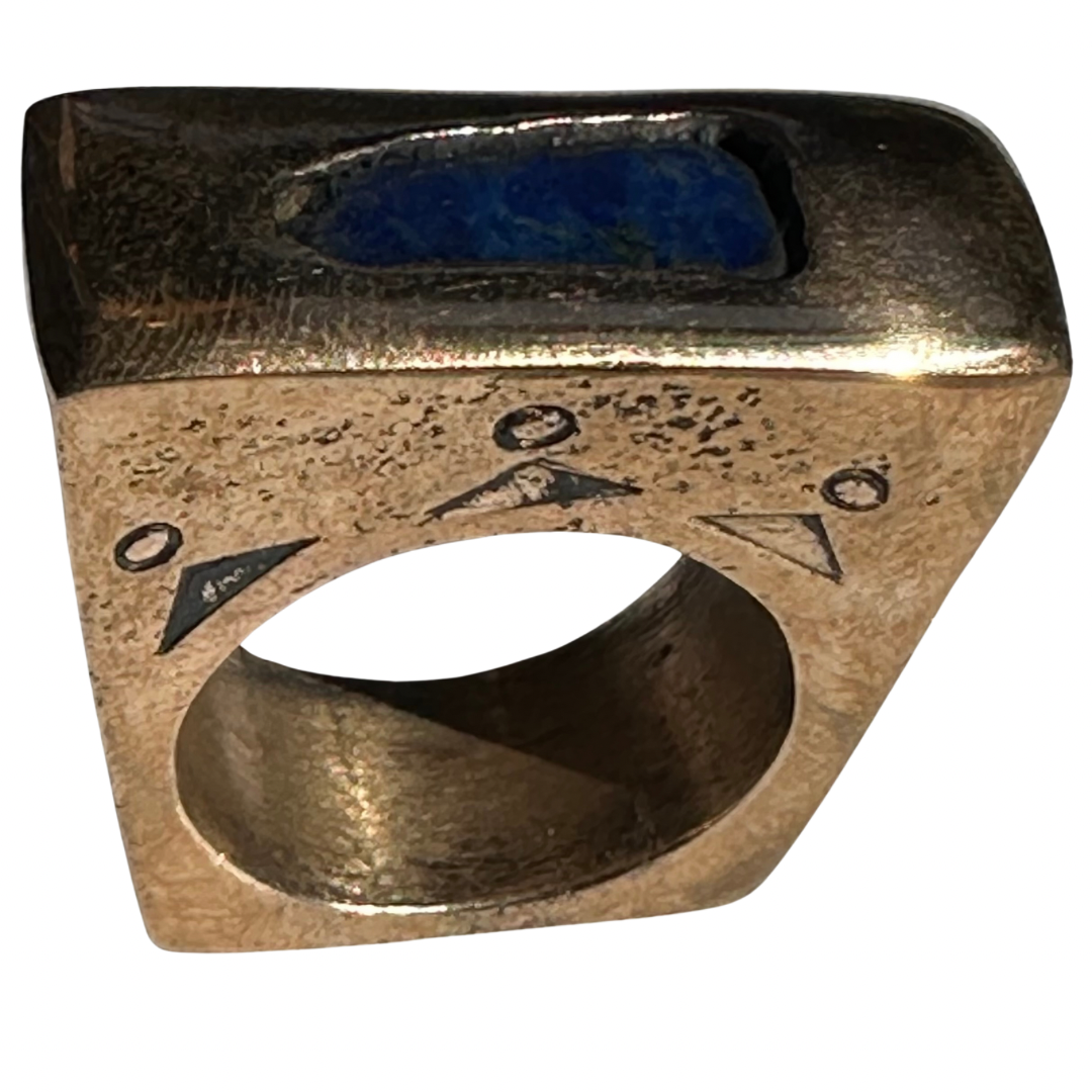 Lapis Lazuli Accent Bronze Ring