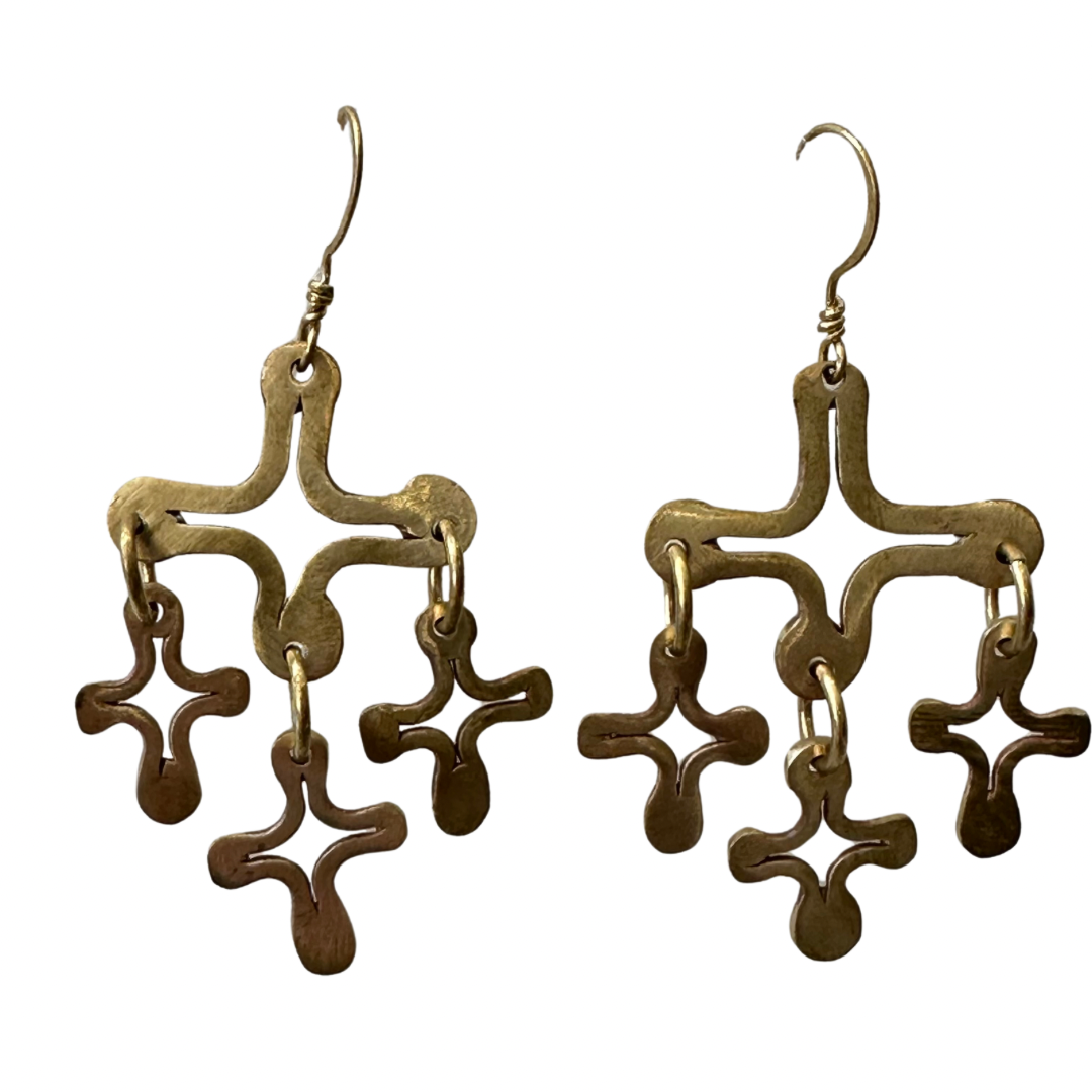 Hand Made 4-Cross Bronze Earrings