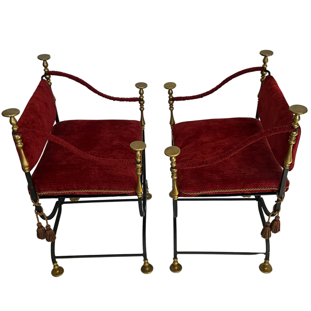 1960's Italian Savonarola Pair of Chairs