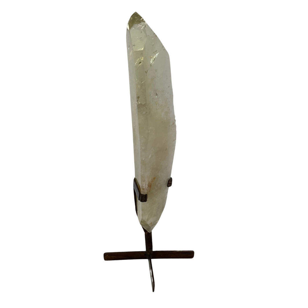 Large Citrine Crystal Point on Metal Stand