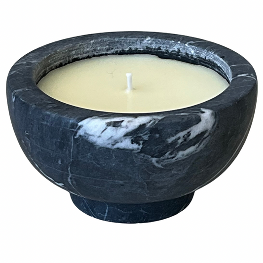 BIjou Dark Grey & White Marble Gardenia Candle