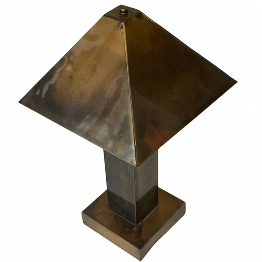 1970's Vintage Brass Brutalist Table Lamp