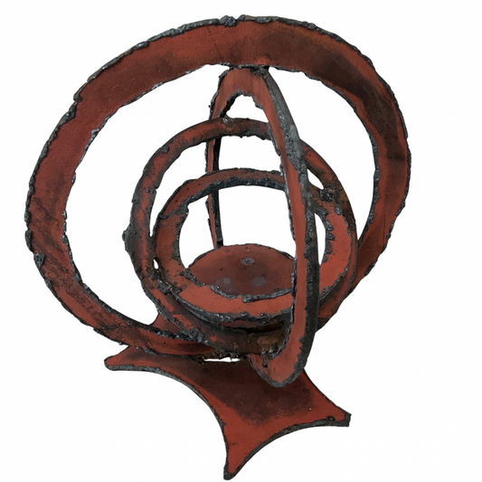 Brutalist Metal Abstract Gyroscope Sculpture