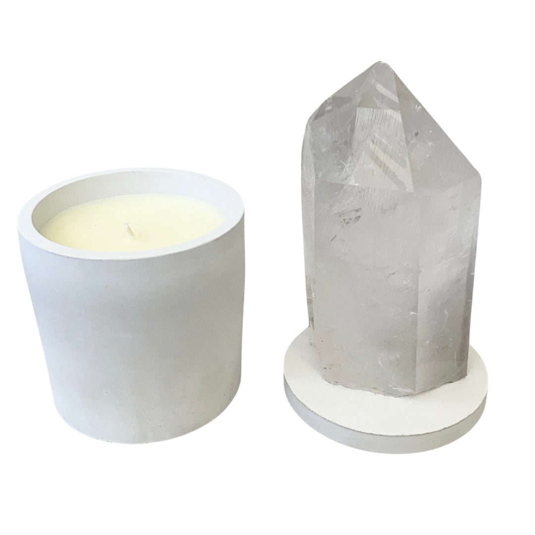 Quartz Crystal Generator Cluster Lid Gardenia Candle