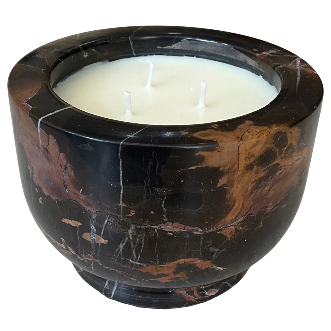 Black & Brown Tones Marble Stone Gardenia Candle