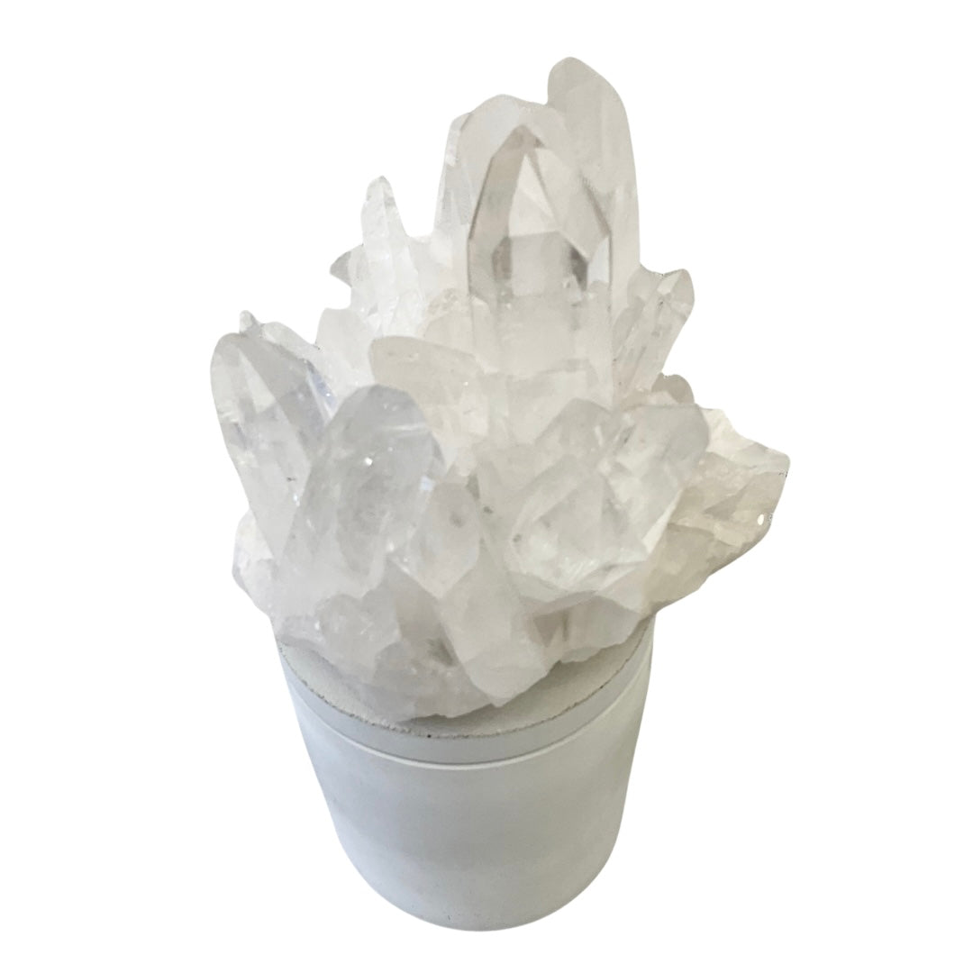 Large Quartz Crystal Generator Cluster Lid Candle