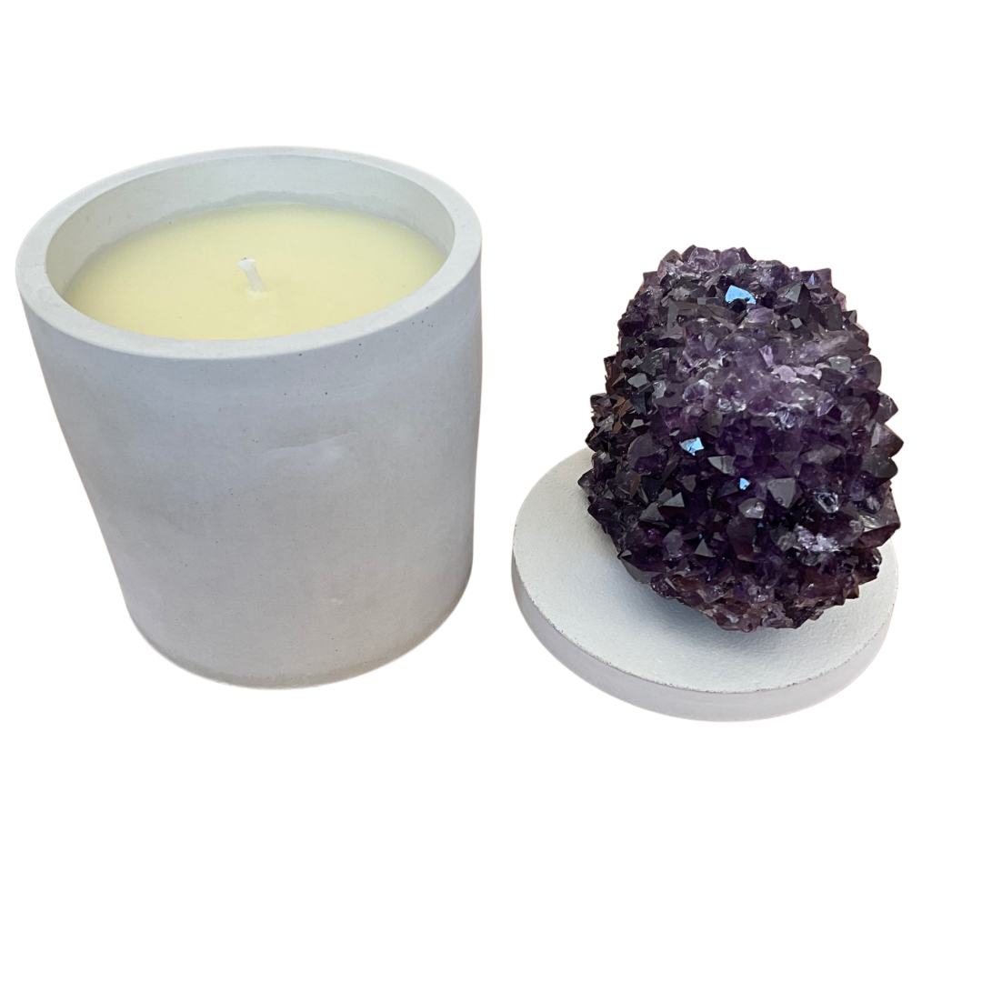 Amethyst Geode Crystal Lid Gardenia Candle