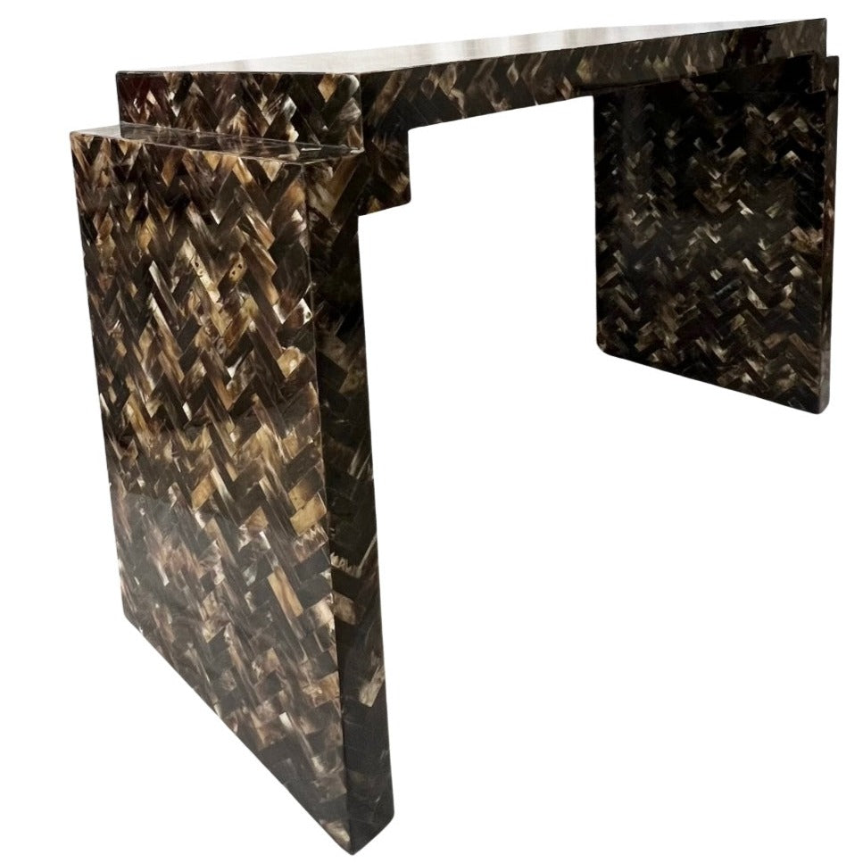 Tessellated Horn Console Table with matching Mirror