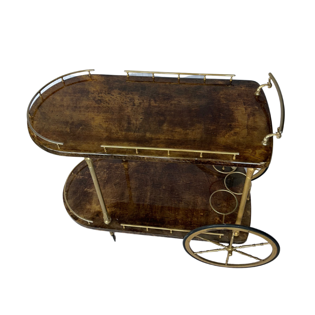 Aldo Tura Vintage Rolling Bar Cart