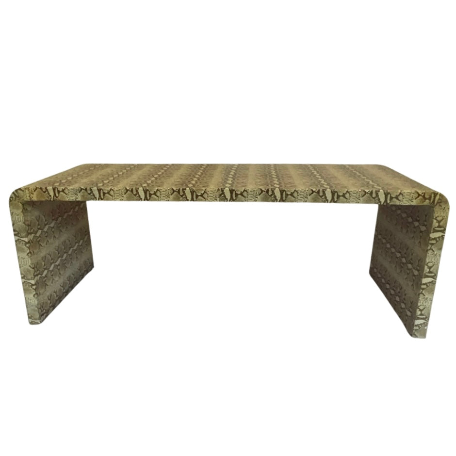 Vintage Snake Print Leather Waterfall Coffee Table