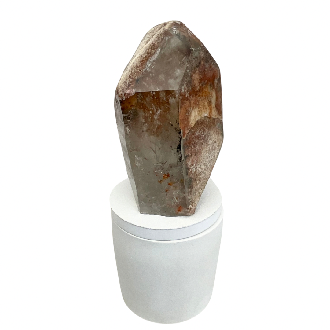 Quartz Crystal with Minerals Lid Gardenia Candle