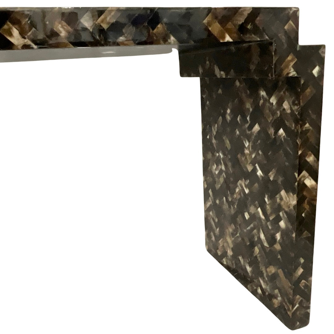 Tessellated Horn Console Table with matching Mirror